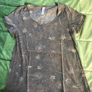 Lularoe T-Shirt Purple/Grey Zodiac Print Pre-Faded Size Medium